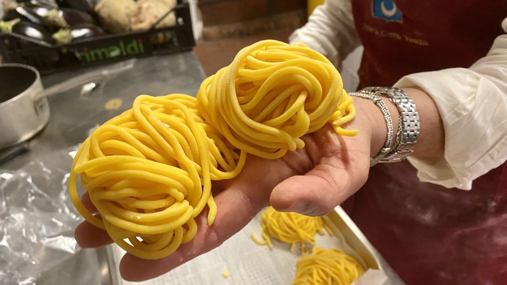 Fresh bigoli pasta