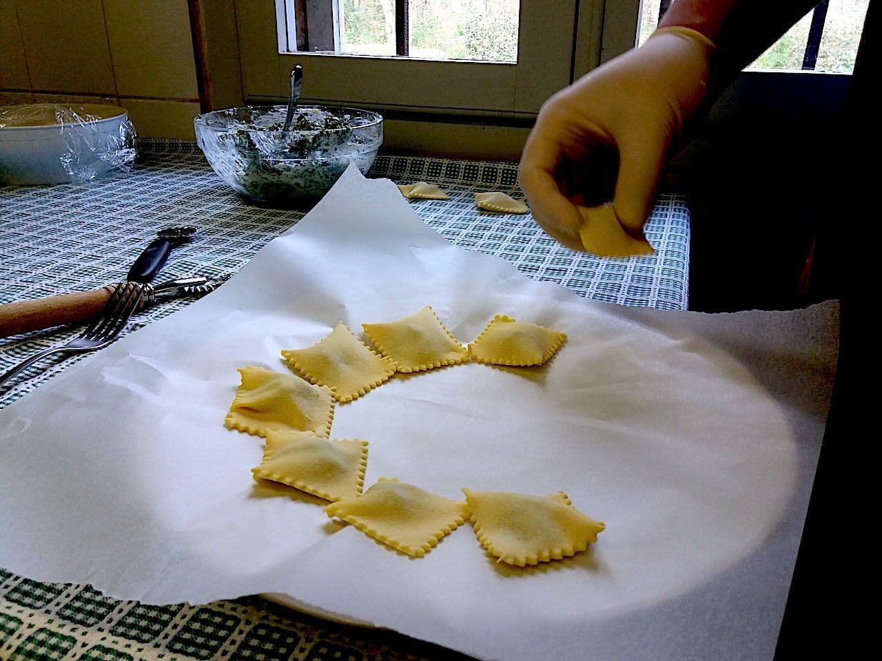 Cooking lesson making ravioli